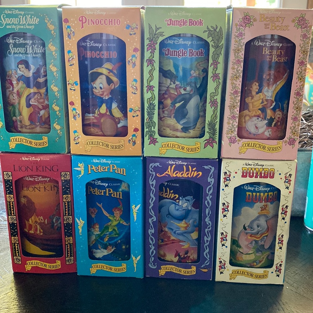 Vintage Burger King Disney 8 Tumbler Cups 1994 Collector Series